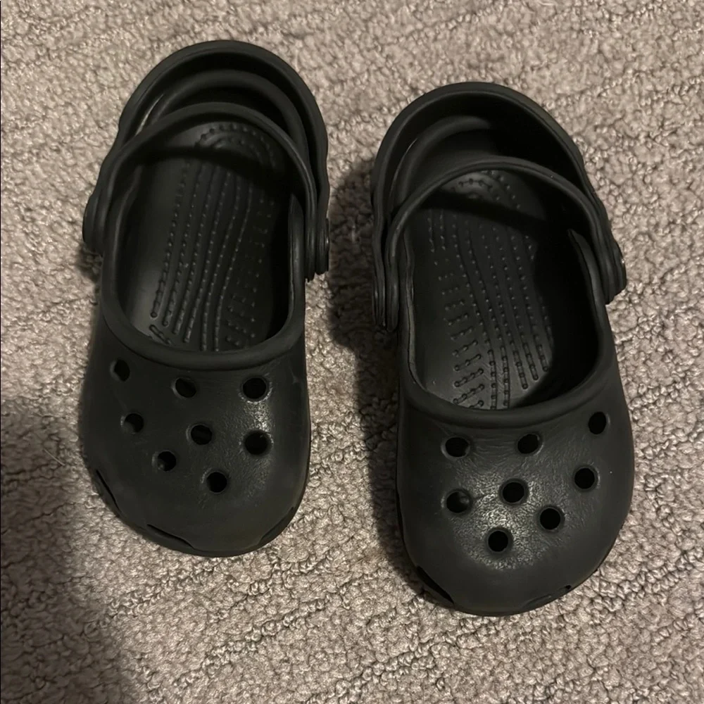 Crocs Toddler Black Slip On Size 6 7 Karin Clog Mary Jane Style Double Strap